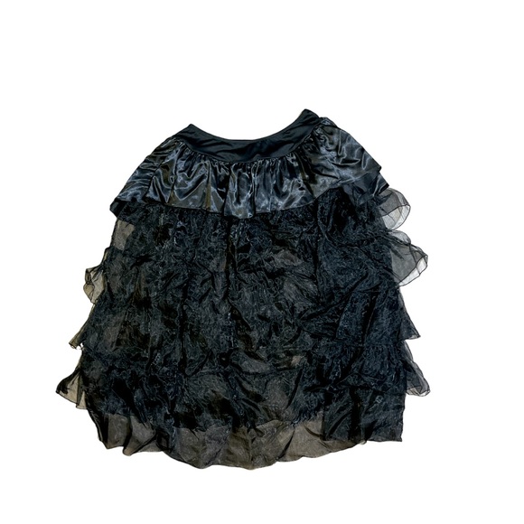 Hi Lo Satin and Tulle Burlesque Skirt Can Can Pull On Size XL Black Sexy Cosplay - Picture 1 of 5